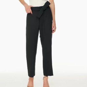 Navy Aritzia Wilfred Tie-Front High-Waisted Belted Pants